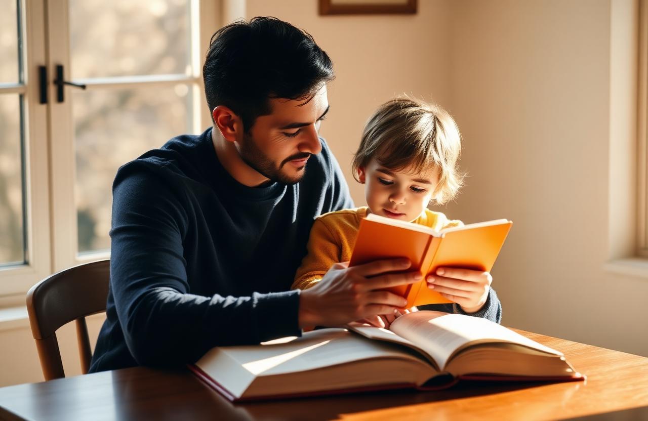 Parent and child reading together
